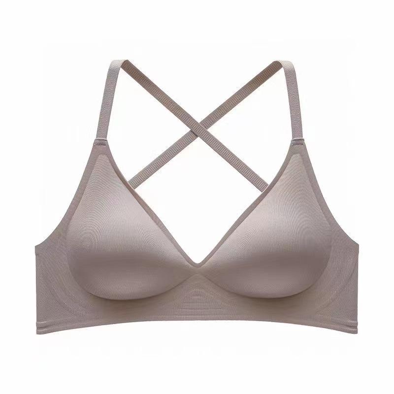 External Expansion Underwear Female Breasts Gathered Together Seamless Sexy U-shaped Back Bra Solid Color Thick Bra