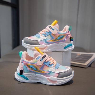 Спортивные кроссовки для девочек 2025 осень новые папа универсальные дышащие мягкая подошва детские ученики начальной школы кожаная поверхность сокровище тренд