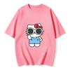 2026 новый летний милый графический топ HelloKitty повседневный хлопковый топ с коротким рукавом для женщин и девочек Каваи мультяшный принт Streetwear