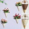 1 Pcs Hanger Flower Basket Metal Plant Hang Baskets Home Garden Wall Decoration Natural Rattan Wall Planter Hanging Flower Pot