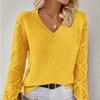Свитер-пуловер с V-образным вырезом, элегантный вязаный свитер с длинным рукавом, женская одежда