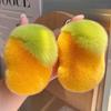 Cute Sweet Mango Real Rex Rabbit Fur Keychain Plush Ball Toy Women Bag Charm Ornaments Car Keyring Metal Ring Pendant Girls Gift