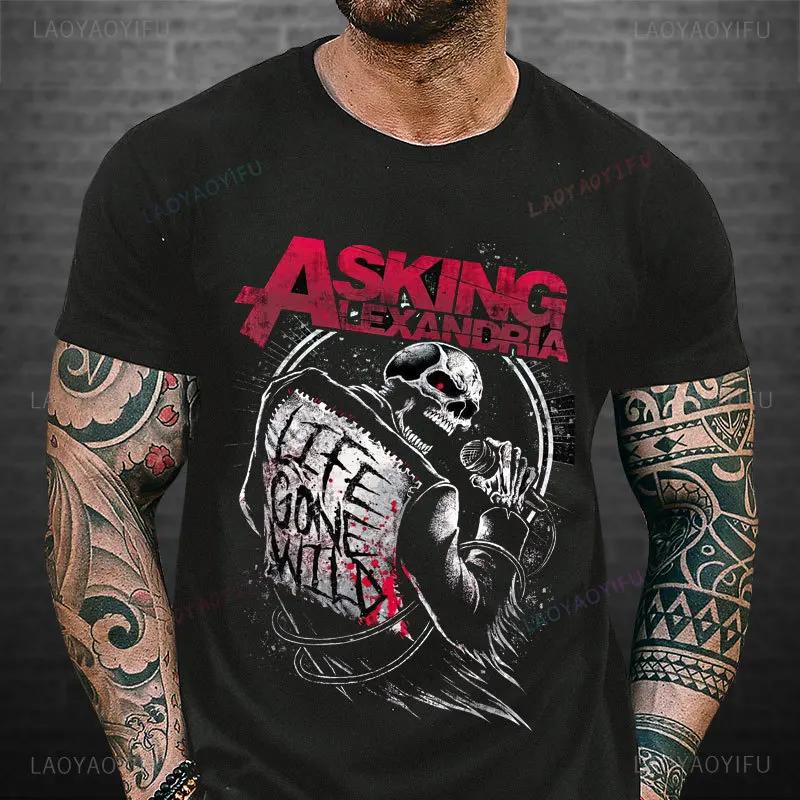 Asking Alexandria Банда Графический Топ 3D-принт Повседневные Мужские Футболки с Коротким Рукавом - Мягкая Средней Растяжимости Полиэстеровая Ткань Летняя Одежда Свободного Кроя