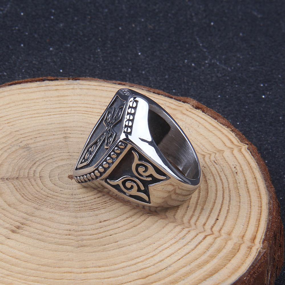 Кольцо из нержавеющей стали со щитом крестоносца для мужчин - байкерские украшения с мальтийским крестом тамплиеров и кристаллами CZ черного/серебристого цвета