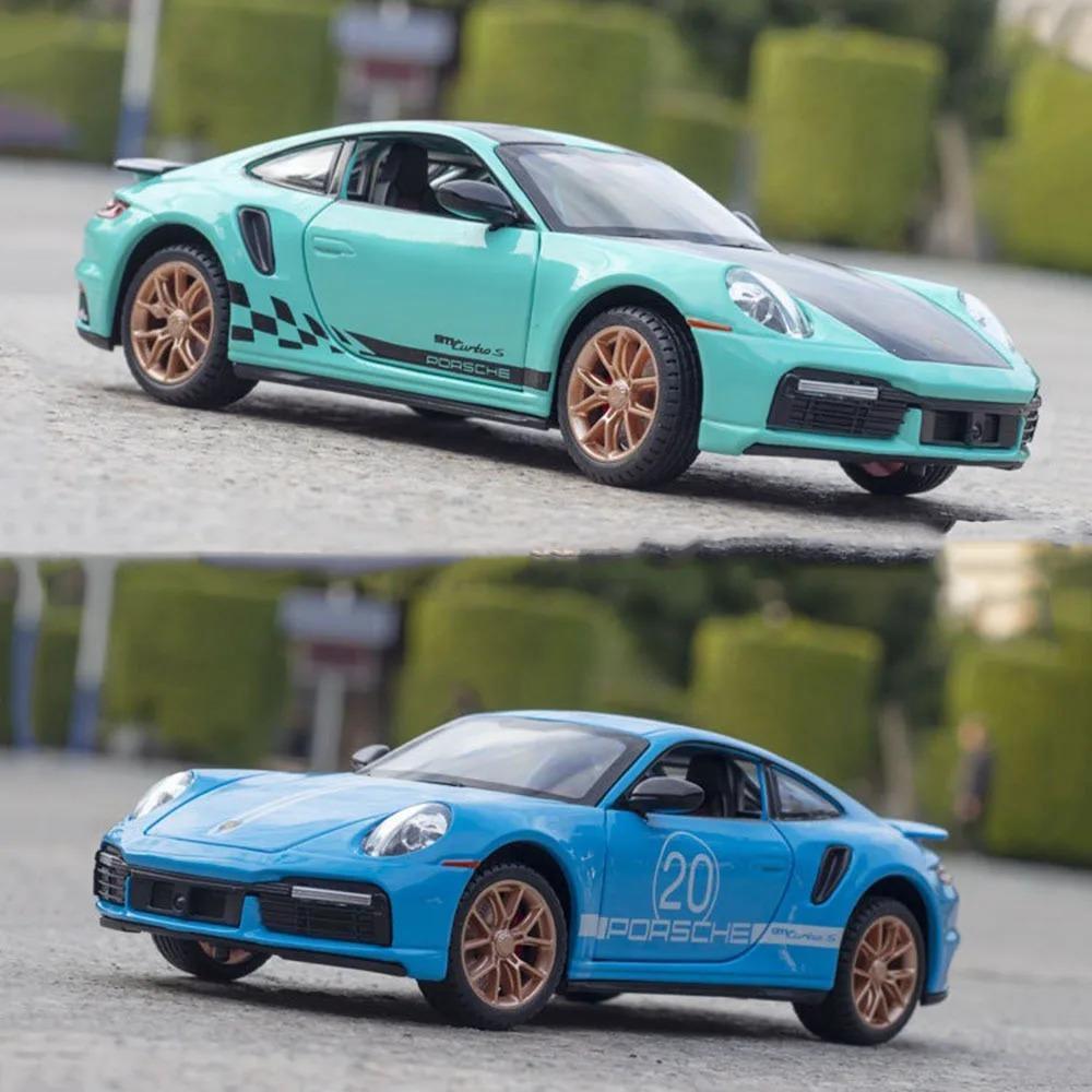 1/24 911 Turbo S Игрушечная модель легкосплавного автомобиля со звуком и светом, функция инерционного движения, имитация модели транспортного средства, коллекция, подарок для друга