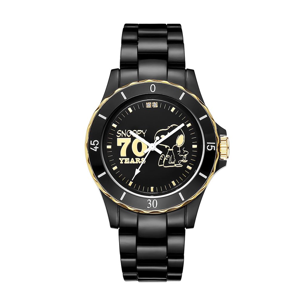 Часы Snoopy Diamond Watch белого цвета унисекс 70th Anniversary Limited to 2000 Hybrid Ceramic Natural Diamond Adults Wrapping included Black Womens Mens
