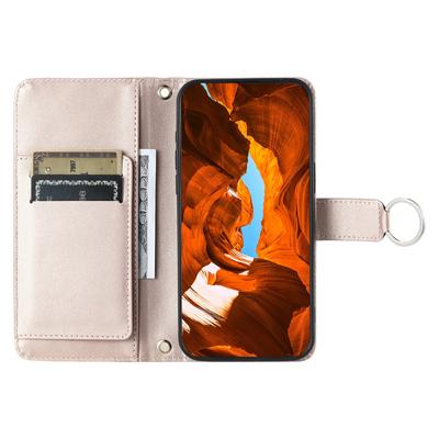 Для Google Pixel 8a кожаный чехол-кроссбоди с пряжкой-кольцом и подставкой-кошельком в форме ромба