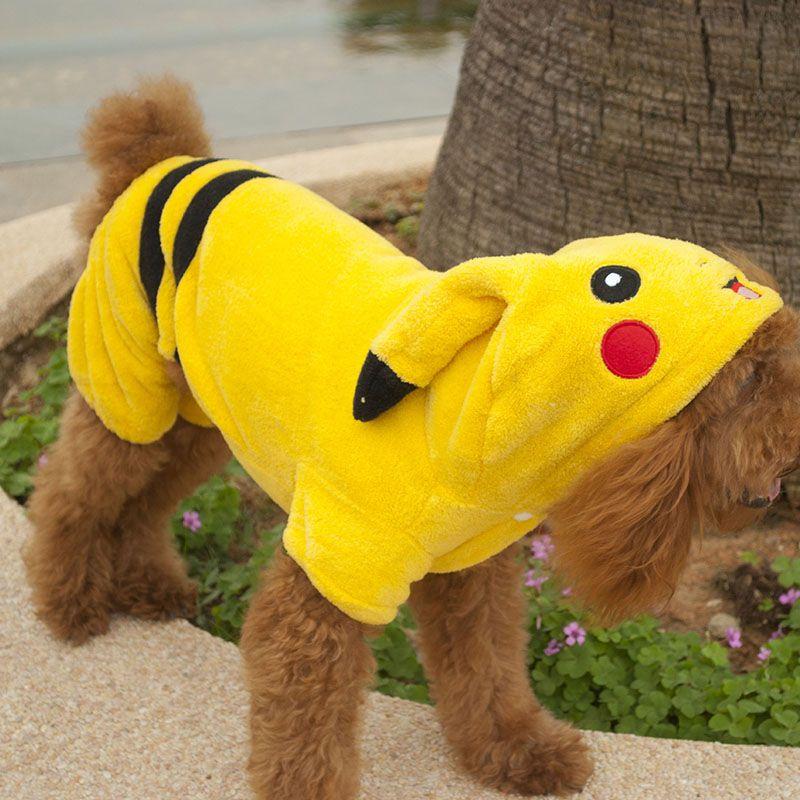 Очаровательный костюм питомца Pokemon Go с дизайном Пикачу с капюшоном для собак и кошек