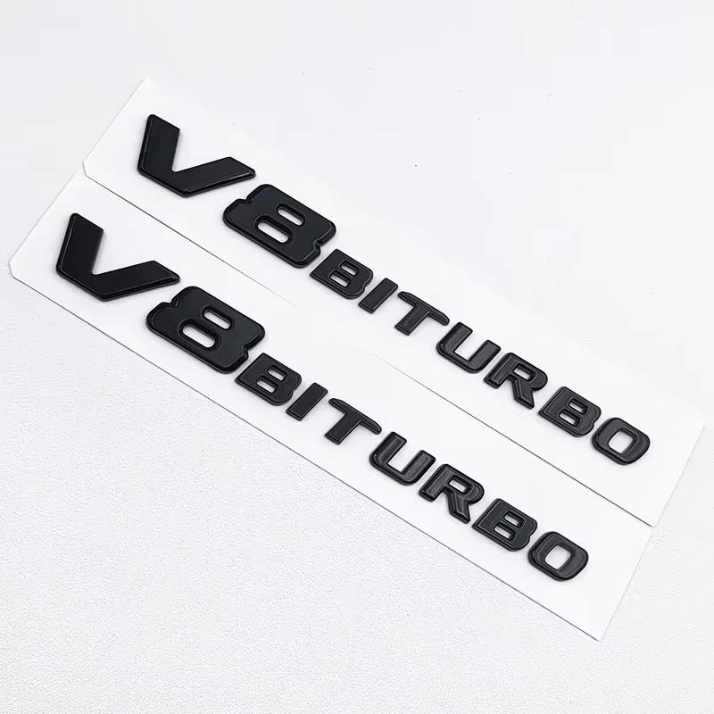 CRH1 3D ABS Black C63 Logo Letters V8 BITURBO Badge Car Rear Star Sticker Luggage AMG Badge For Mercedes Benz C63 AMG W205 C205 Class