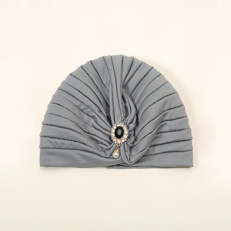 1PC Sunscreen Hijab Summer Breathable India Cap Retro Muslim Headscarf Fashion Turban Hat Sparkling Rhinestone Solid Color