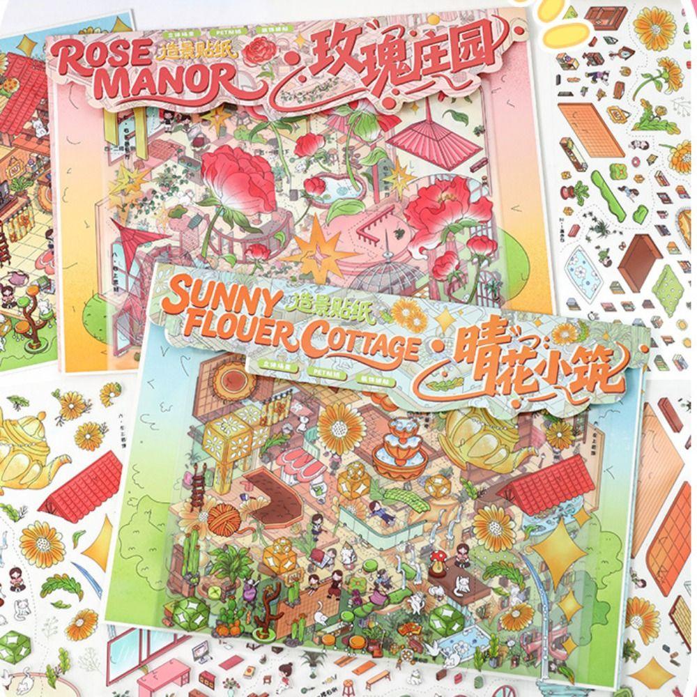 3D 3D Landscape Sticker 2 Themes DIY Cabin Scene Sticker Cute DIY Toy Game Stickers  Decompress