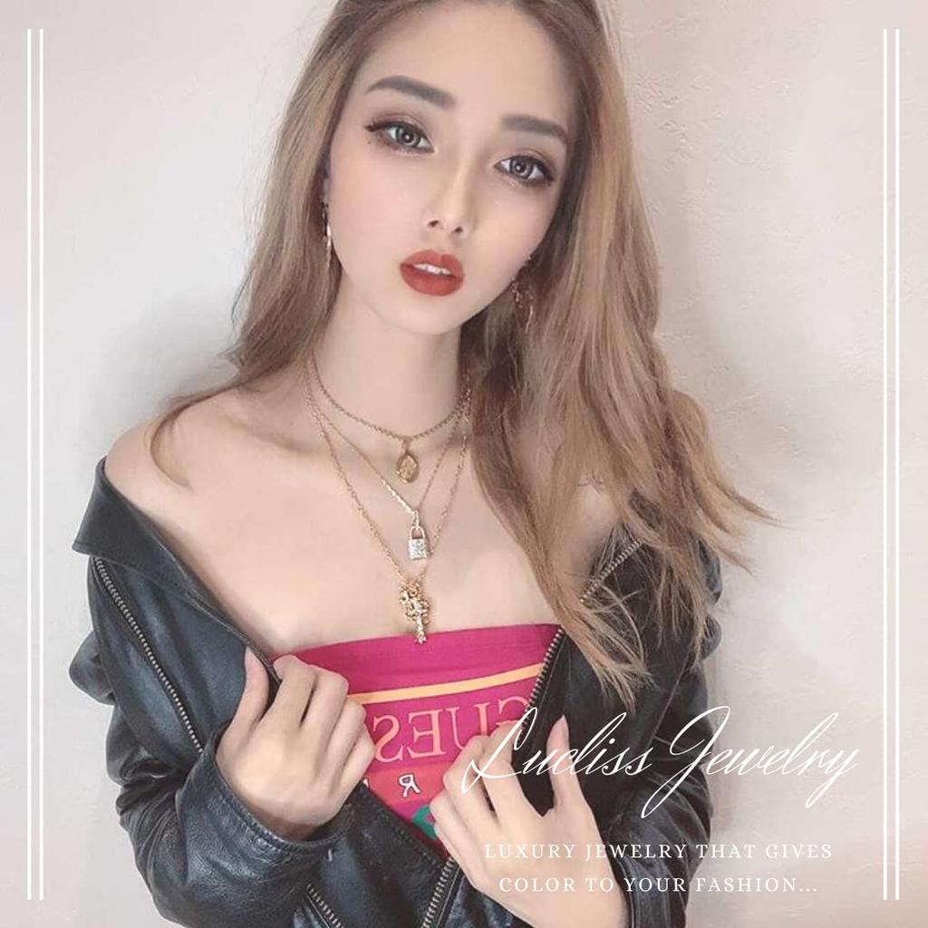 Lucliss Padlock Key Necklace Zirconia CZ Gold