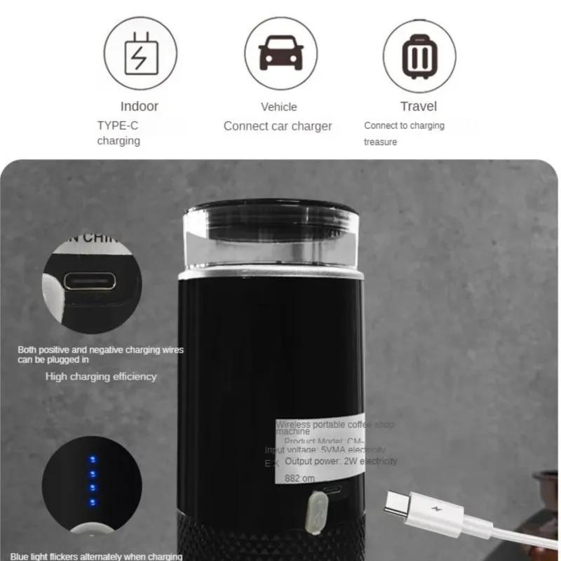 Кофемашина емкостью 170 мл с зарядкой через USB, небольшая портативная беспроводная машина для приготовления эспрессо-порошка на открытом воздухе