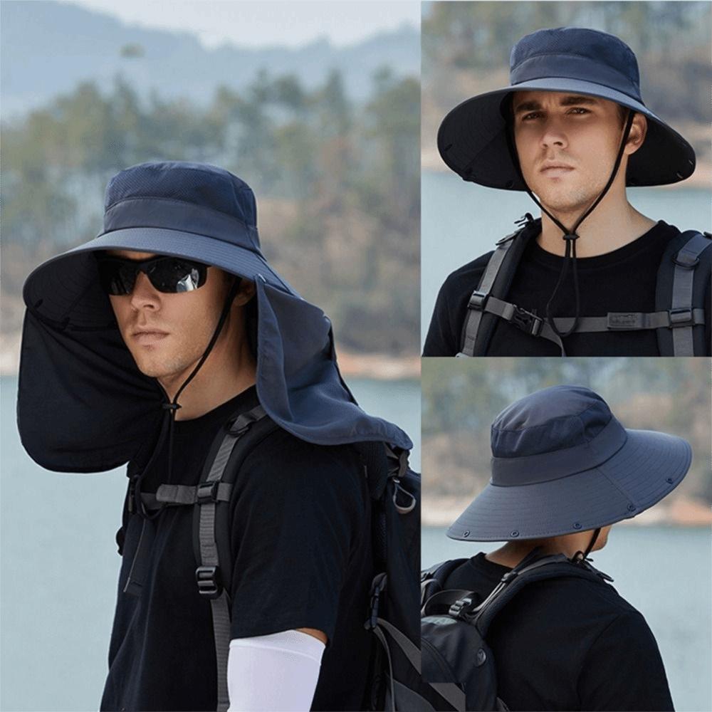 Big Brim Men Sun Hat Cloth Fisherman Hat Foldable Women Visor Cap Hiking
