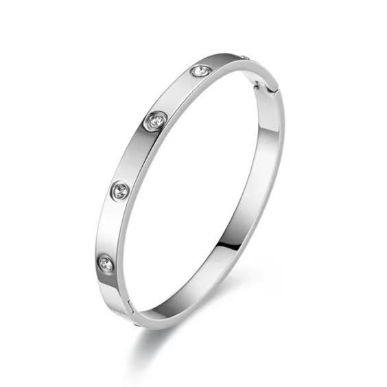 Simple Fashionable Titanium Steel & Stainless Steel Women's Diamond Inlaid Bracelets Non-Fading Accessories
