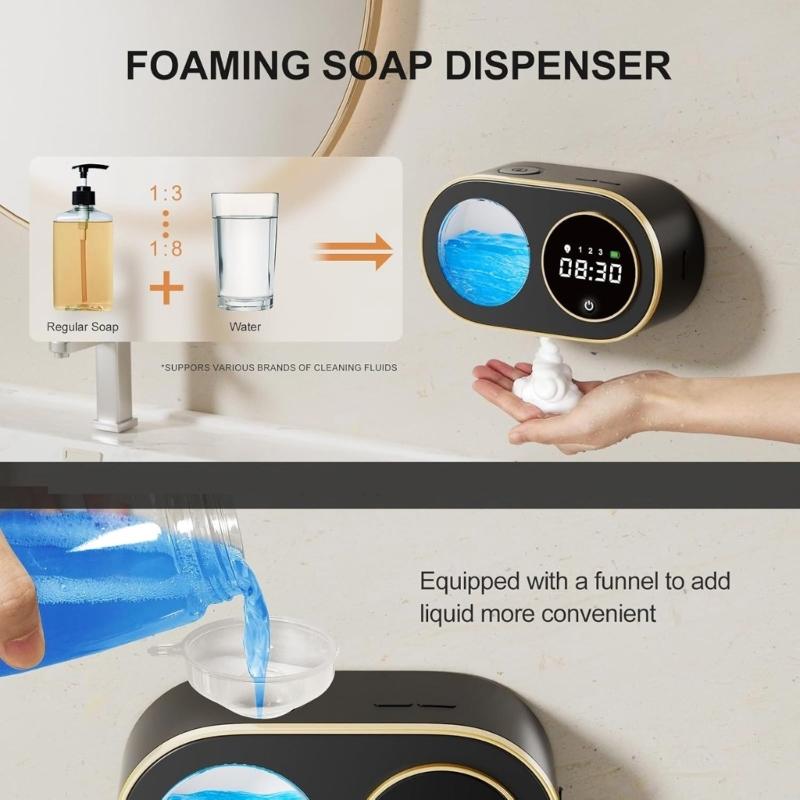 Automatic Soap Dispenser Touchless Foaming Hand Cleaner Wall Mount Rechargeable Device Perfect for Bathroom and Kitchen