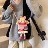 Lovely Knitted Pink Crossbody Bag For Children Featuring Cute Cartoon Doll Motif