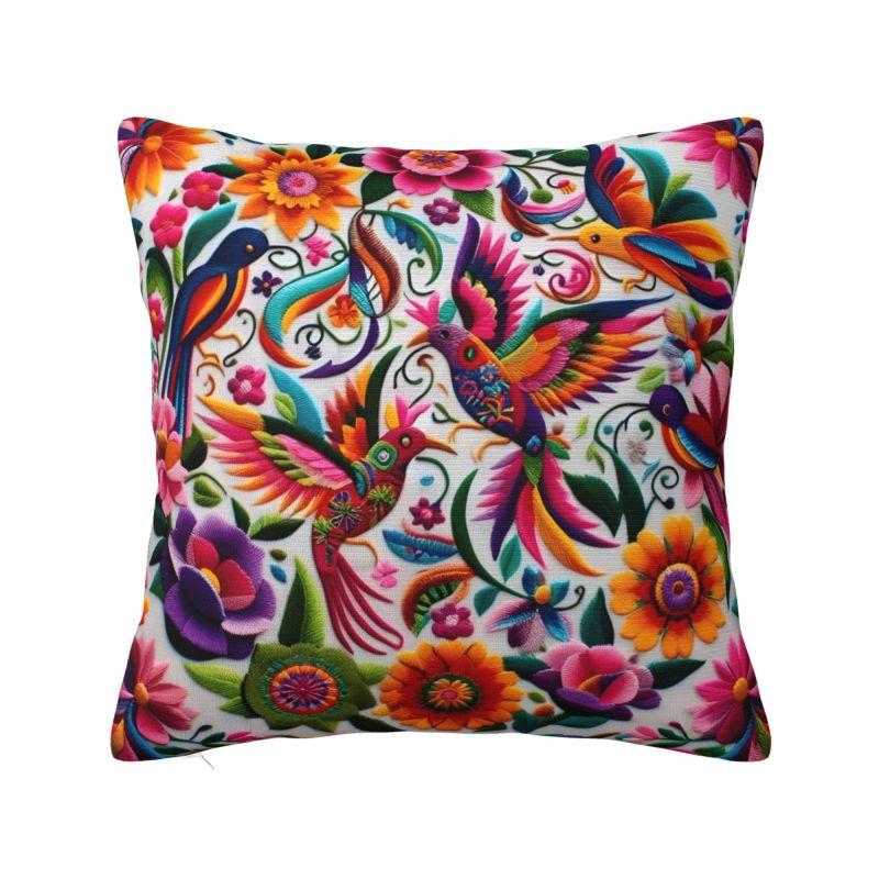 Mexican Flower Patchwork Print Cushion Cover x cm Polyester Velvet Throw Pillow Case For Sofa Decoration Bedding Pillowcase