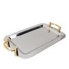 Stainless Steel Serving Tray Exquisite Elegant Mirror Surface Golden Carrying Handle 304 Stainless Steel Dinner Plates