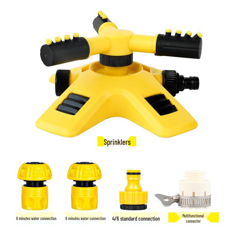 360-Degree Automatic Rotating Three-Arm Garden Sprinkler for Nursery and Vegetable Irrigation