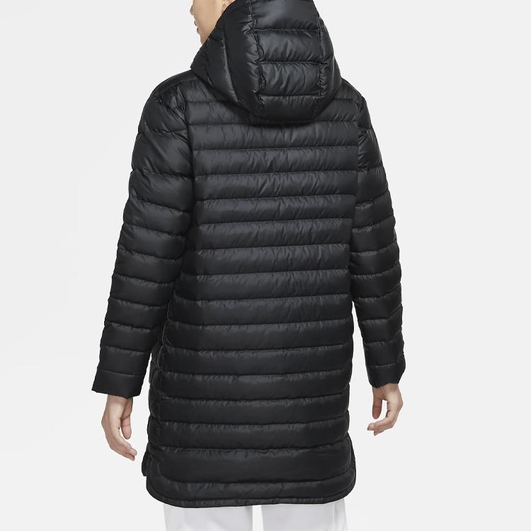 Nike Спортивная куртка Windrunner Down-Fill Warm Solid Color Mid-Length с капюшоном Winter Women Upper Clothing Black CU5092-010