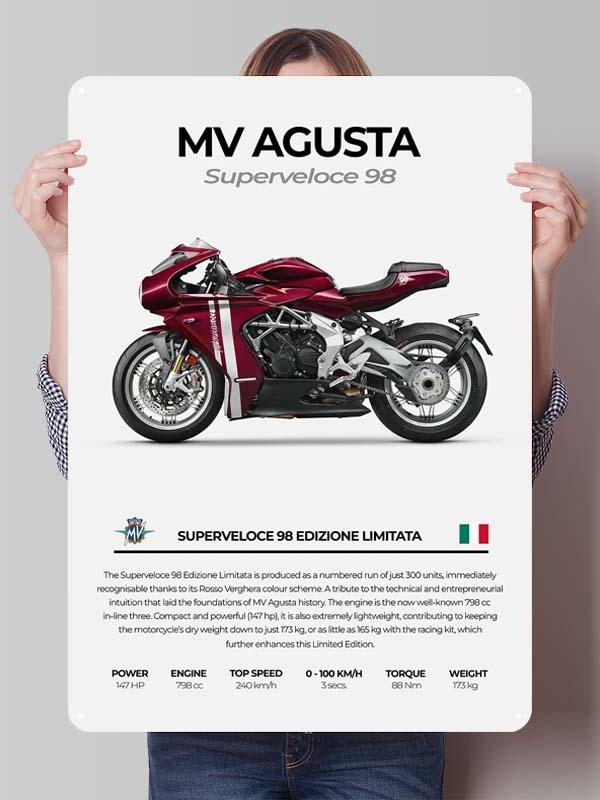 Жестяная табличка MV Agusta Постер с мотоциклом Декор спальни Декор комнаты Мужские Индивидуальные металлические таблички для гаража Настенное искусство Декор