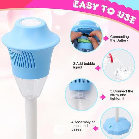 Bubble Machine Stand Automatic Bubble Maker with Night Light And Music Outdoor Vertical Bubbles Machine for Wedding Birthday Picnic Camping Party