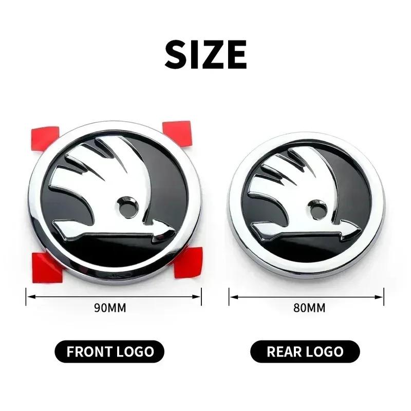 BAUC3 80mm 90mm Car Front Replaced Badge Rear Trunk Sticker for Skoda Octavia Rapid Superb KAMIQ Fabia VRS Auto Emblem Accessories
