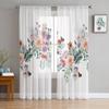 Watercolor Leaves Plants Flowers Butterflies Sheer Curtain Living Room Drapes Home Bedroom Voile Curtain Tulle Window Curtain