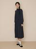 Vincent Navy Dot Pleated Dress_Navy