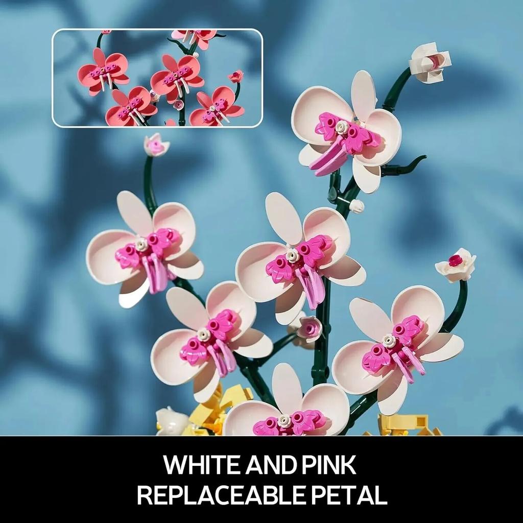 Строительные блоки с цветком орхидеи, набор моделей, романтические цветы, букет полевых цветов, кирпичи, игрушки для взрослых, украшение дома, детские игрушки «сделай сам», подарок