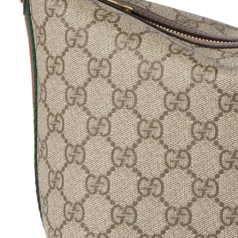 Gucci Ophidia Съемный плечевой ремень Застежка-молния Сумка Supreme из холста для ношения в руке или на плече Женская Коричневая