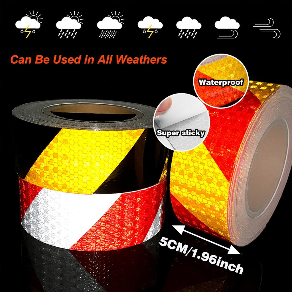 Reflective Adhesive Tapes for Truck Strong Reflection Hazard Warning Reflectors Waterproof Safety Sticker