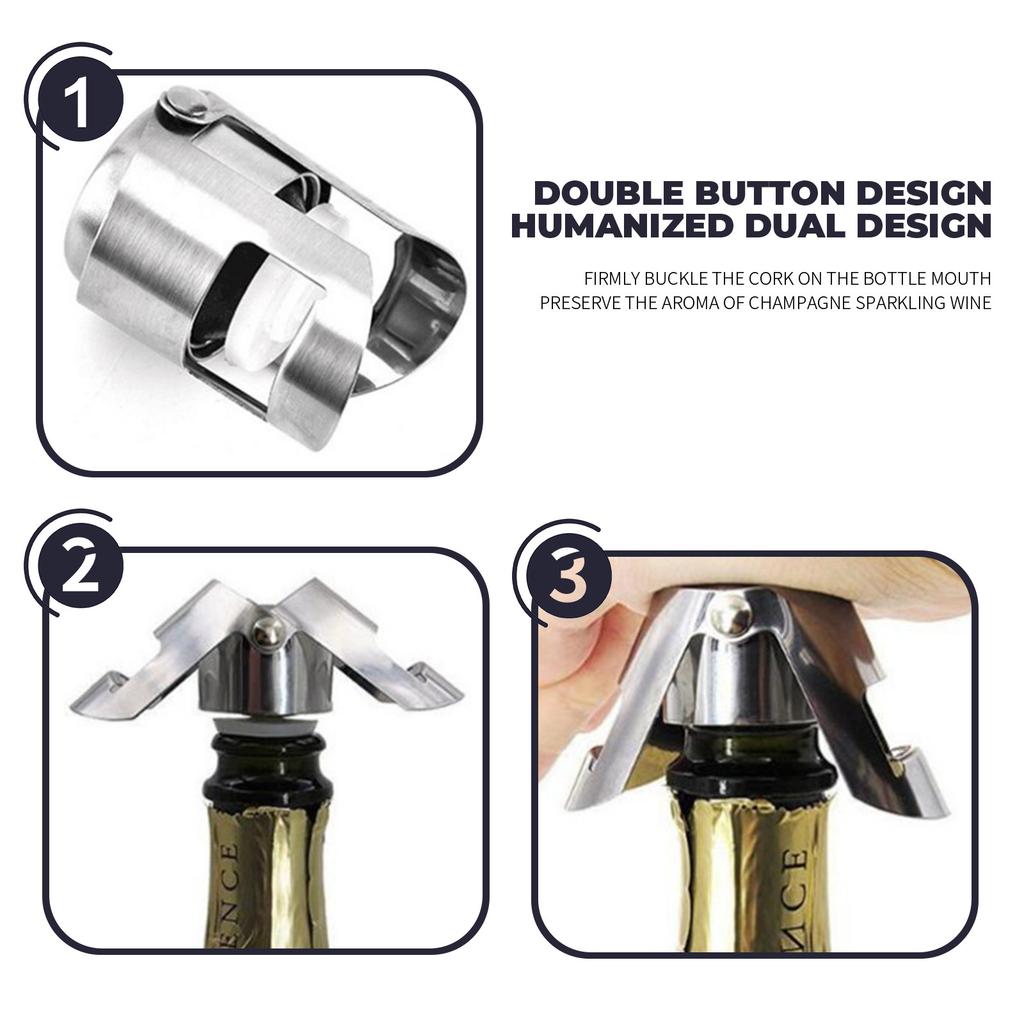 (2 шт.) Высококачественные пробки для шампанского - Премиальные многоразовые пробки для бутылок шампанского из нержавеющей стали с фиксирующим зажимом