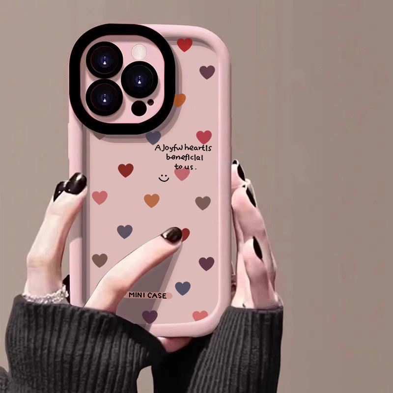 Full Screen Colorful Hearts for Apple 16promax Mobile Phone Case for IPhone14pro Puff 15 Anti-fall 13/11
