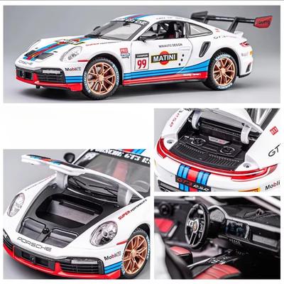 1:24 911 Turbo S GT3 RSR Игрушечная модель автомобиля из сплава Звук Свет Оттяжка Модель транспортного средства Имитация Коллекция Подарки для друга