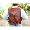 Goat Leather Brown Shoulder Stachel Messenger Rucksack Vintage Leather Bag.