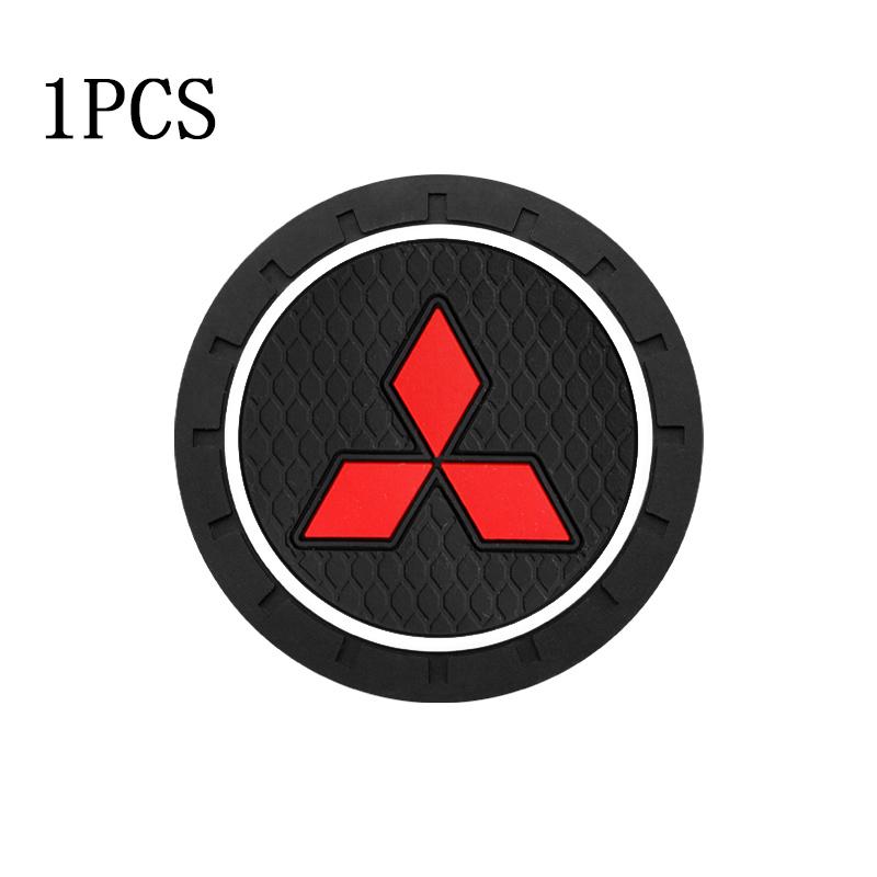 For Mitsubishi Ralliart Lancer Ex Outlander Pajero ASX EVO Car Logo Coaster Anti-skid Mats Water Cup Pads Emblem Car Accessories