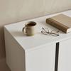 MENZZO Meuble TV moderne avec 2 portes Valmain L180cm Blanc et Métal Noir