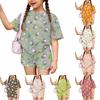 Kids Casual Short Sleeve Top and Shorts Set Animal Print Lightweight Comfortable Summer Outfit for Boys and Girls