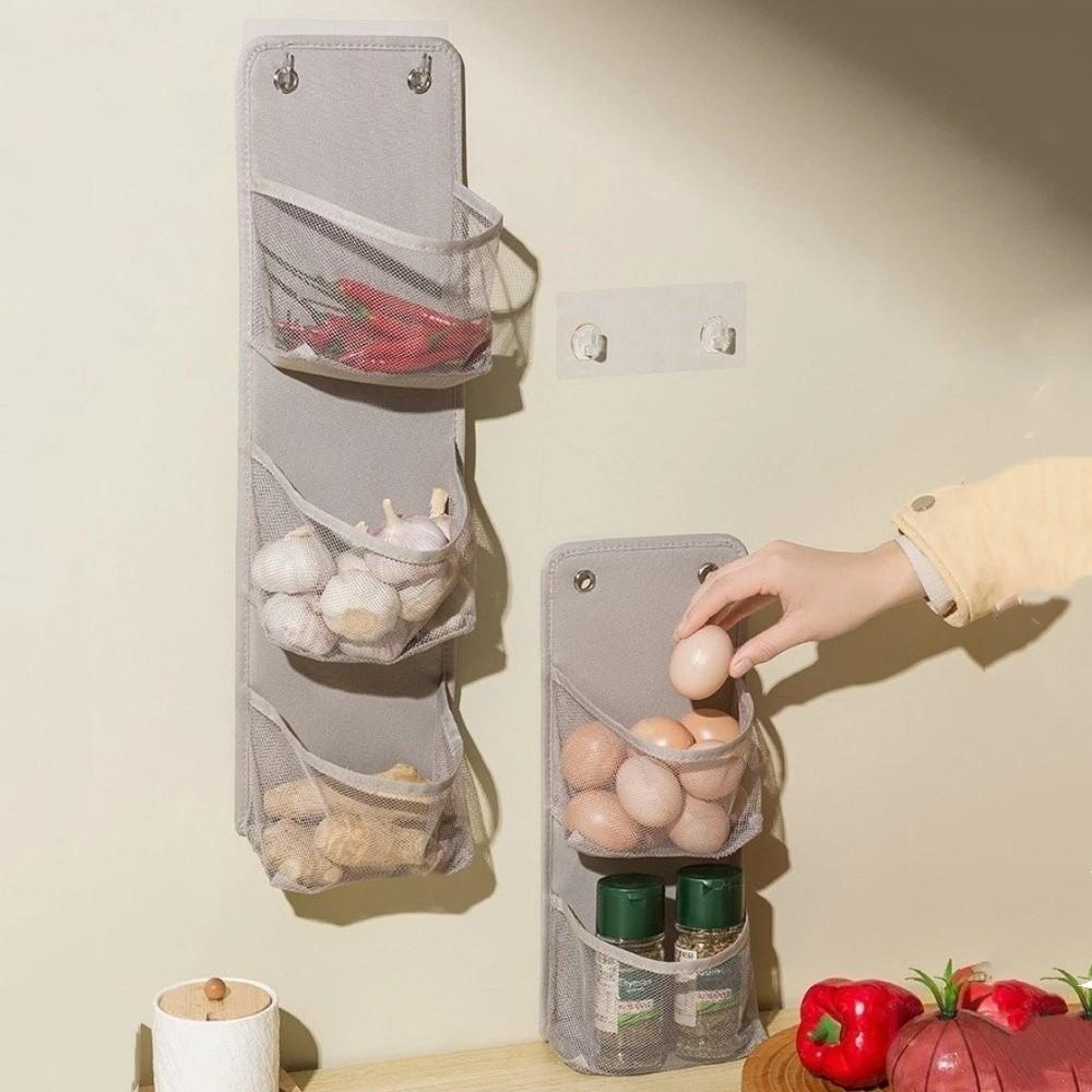 Space Saving Wall Mounted Basket No Drill Bathroom Organizer Mesh Storage Basket  Vegetable Fruit