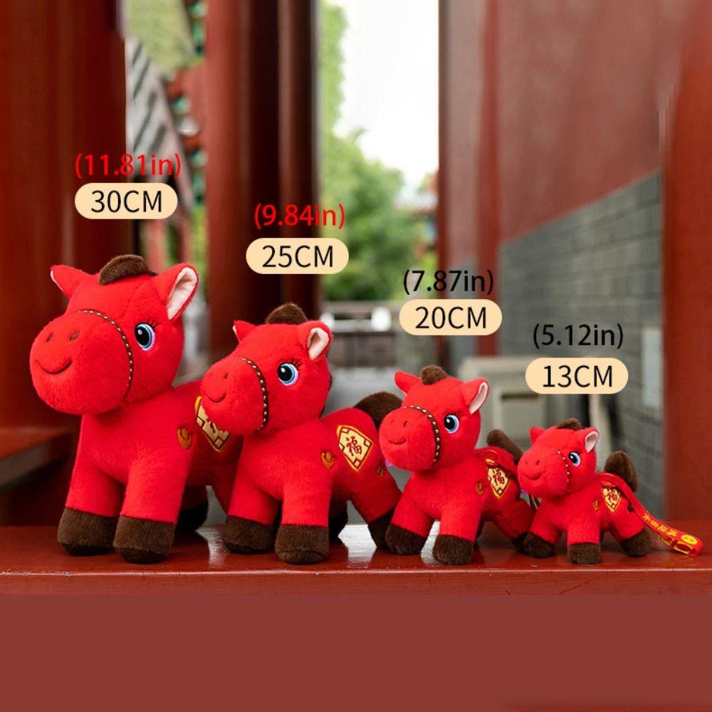 Mascot Dolls Plush Horse Keychain Creative Stuffed Animal Keyring  Chinese New Year