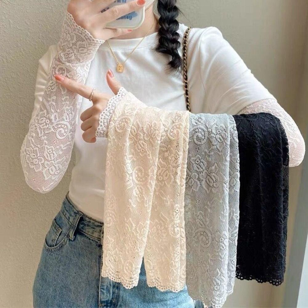 Защита от солнца Солнцезащитный рукав Анти-УФ велосипедные перчатки Тонкие кружевные рукава Ice Silk Лето