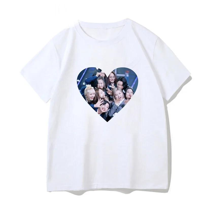 TWICE T Shirt Women Kpop Summer Short Sleeve Tee Korean Fashion Harajuku Aesthetic Cartoon Letter Printed Streetwear Y2k T-shirt