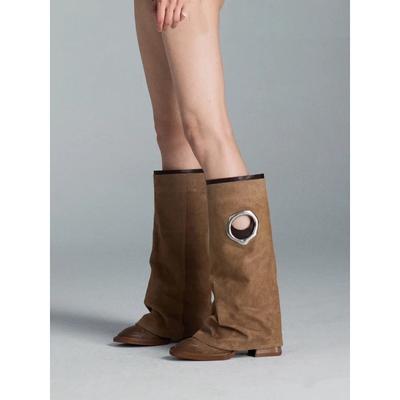 Сапоги западного ковбоя с квадратным носком в стиле ретро Мэн Цзыи, универсальные сапоги-трубы на толстом каблуке, нишевый дизайн, тонкие сапоги