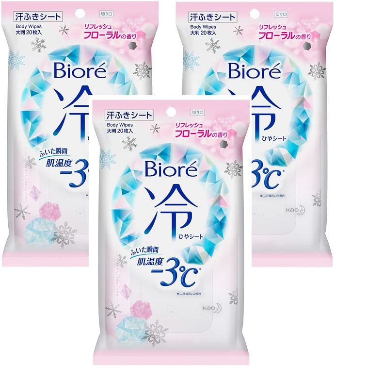 Набор из 3 простыней Biore Cold Sheets с освежающим цветочным ароматом, 20 листов