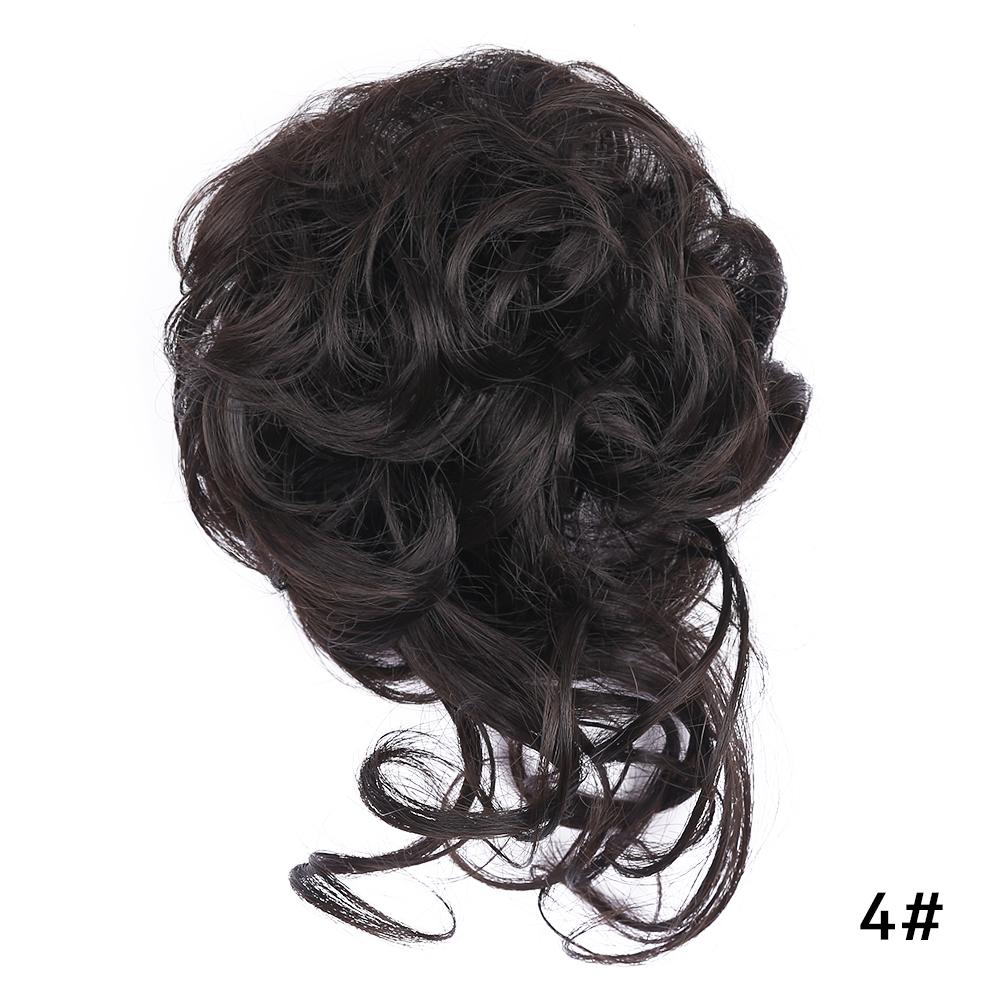 Синтетический пучок для волос, взлохмаченная прическа, накладные пучки для наращивания волос, эластичная повязка для волос, вьющиеся волосы, пучок, резинка для волос для женщин, черный
