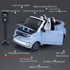 Масштаб 1/24 WuLing MINI EV, имитация украшения автомобиля, литой грузовик из сплава, статическое электричество может открыть дверь, игрушечный автомобиль, подарок для взрослых для любителей коллекции