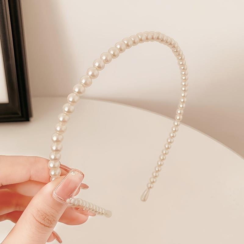 1 шт. Элегантная повязка на голову с искусственным жемчугом - Минималистичный роскошный стиль, Изысканный женский аксессуар для волос, Идеально подходит для формальных или повседневных случаев