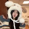 Winter Women Warm Hat Soft Rabbit Ear Hat Plush Thicken Protection Cartoon Puppy Hat Outdoor Windproof